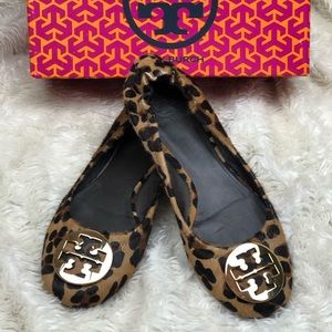 Tory Burch Leopard and Gold Reva Flats